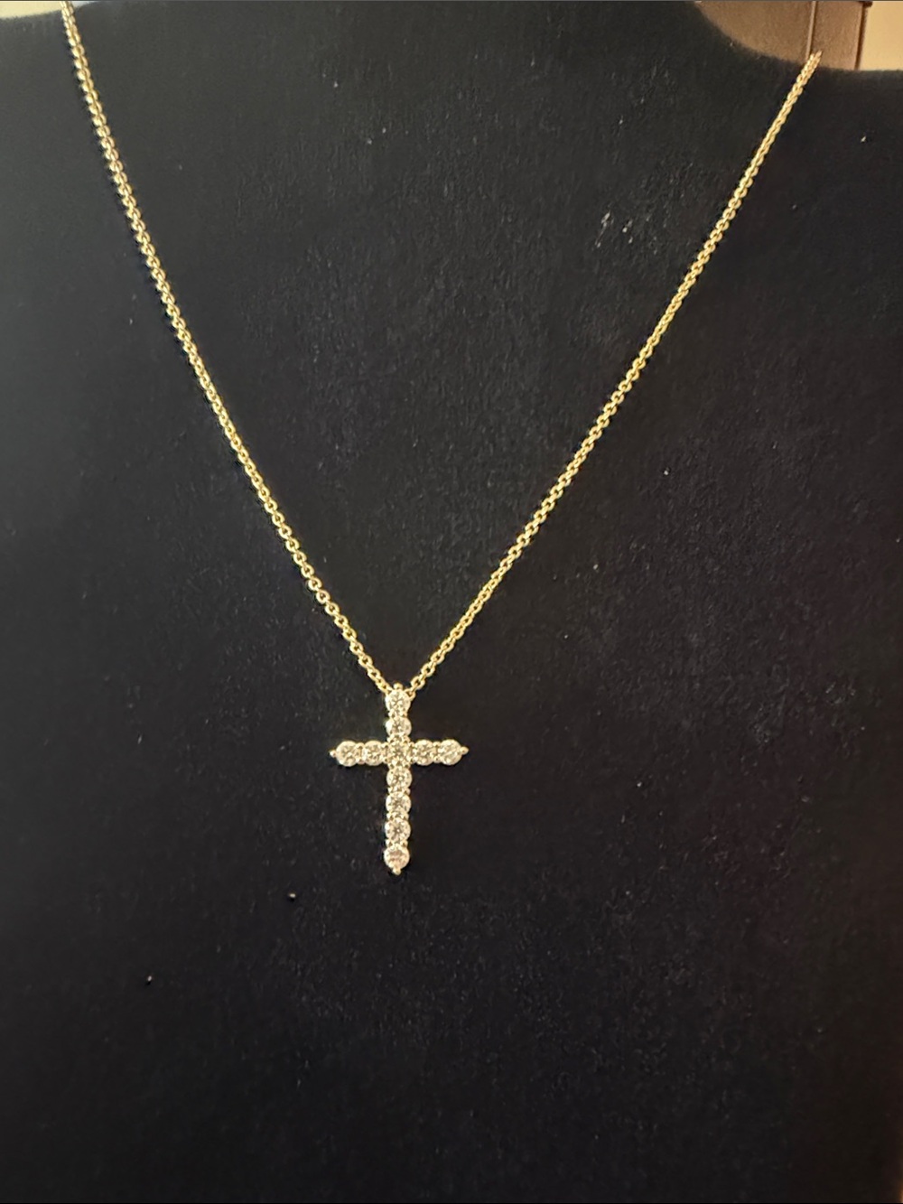 18 K gold plated over Sterling silver Cross moissanite necklace